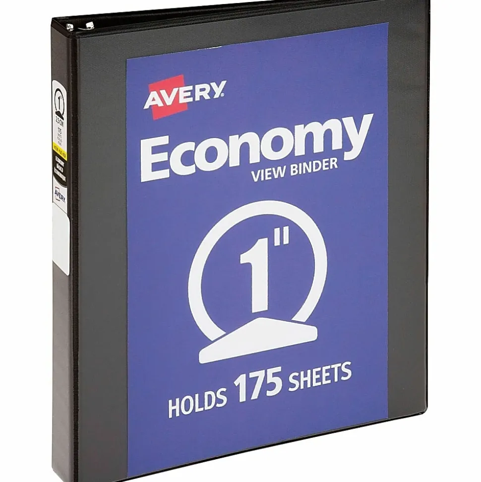 Avery® Economy View Binder, 1" Ring, 8 1/2" x 11", Black, Pack Of 4