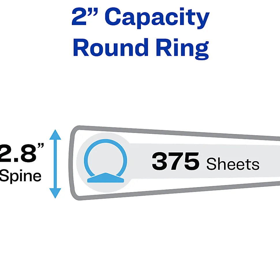 Avery® Economy View 3 Ring Binders, 2" Round Rings, White, Pack Of 4