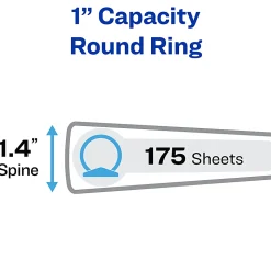 Avery® Economy View 3-Ring Binder, 1" Round Rings, Black, Pack Of 12