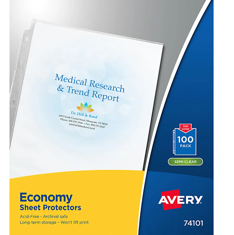 Avery® Economy Weight Sheet Protectors, 8 1/2" x 11", Top Loading, Semi-Clear, Pack Of 100