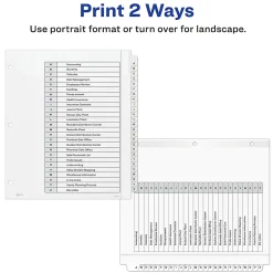 Avery® Extra-Wide A-Z Tab With Customizable Table of Contents Dividers For 3 Ring Binders, 9-1/4" x 11", 26 Tab, White, 1 Set