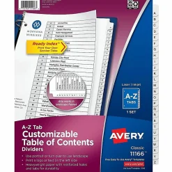 Avery® Extra-Wide A-Z Tab With Customizable Table of Contents Dividers For 3 Ring Binders, 9-1/4