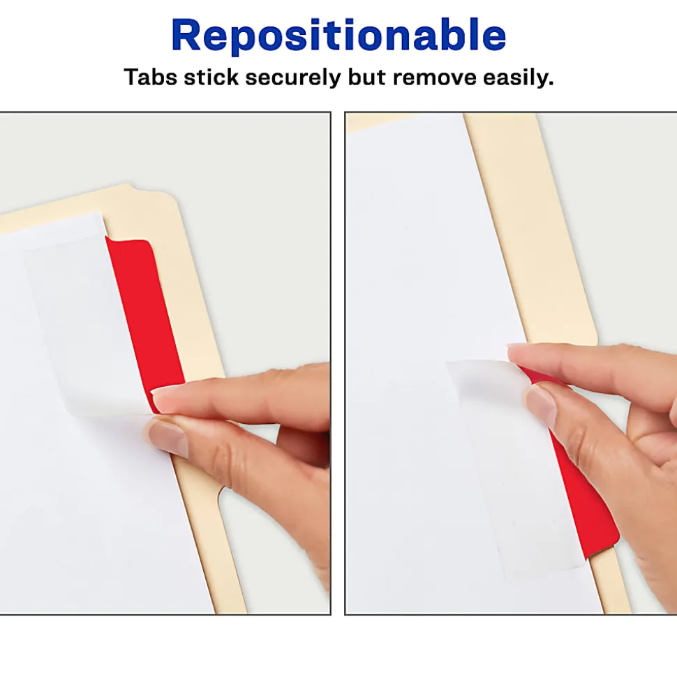 Avery® Filing Ultra Tabs®, 3" x 1.5", 24 Repositionable File Tabs, 2-Side Writable, Red/Blue/Green