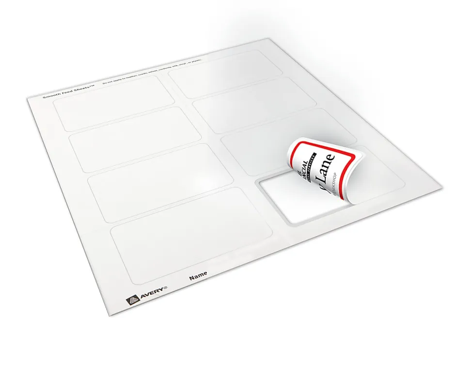Avery® Flexible Name Badge Labels, 2 1/3" x 3 3/8", White With Red Border, Box Of 400