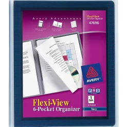 AveryĀ® Flexi-View Organizer, 8-1/2" x 11", 6 Pocket, Navy Blue