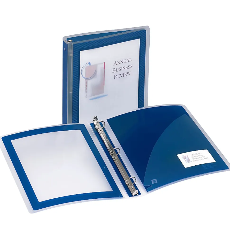 Avery® Flexi-View® 3 Ring Binder, 1" Round Rings, Navy Blue, 1 Binder