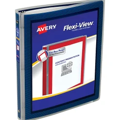 Avery® Flexi-View® 3 Ring Binder, 1" Round Rings, Blue, 1 Binder