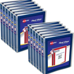 Avery® Flexi-View® 3 Ring Binder, 1" Round Rings, Navy Blue, Pack Of 12