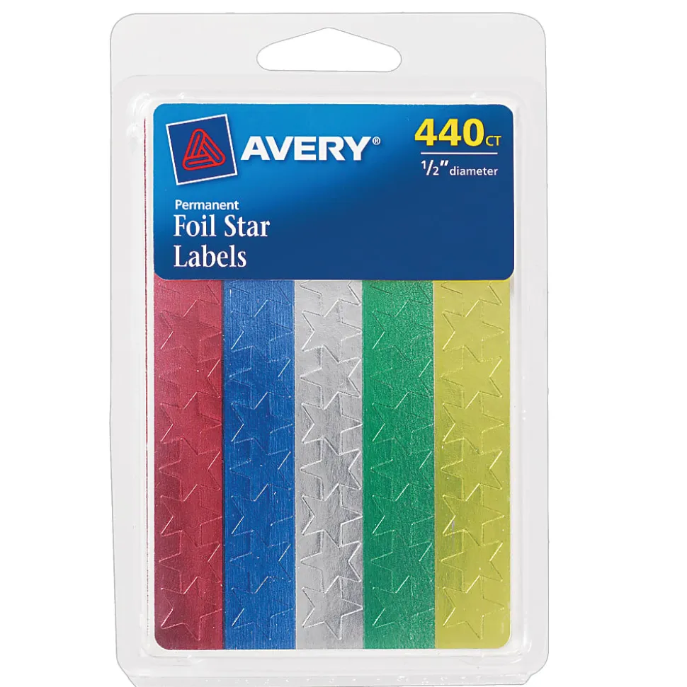 Avery® Foil Stars, 1/2", Assorted, Pack of 440