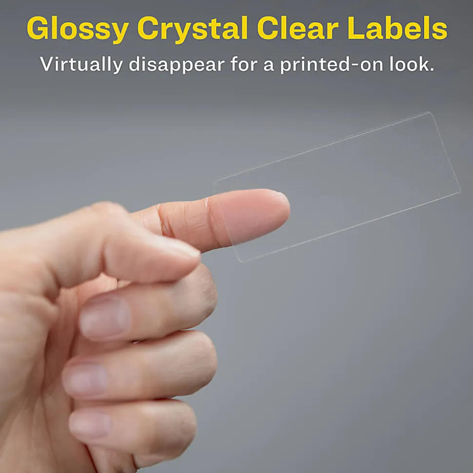 Avery® Glossy Address Labels With Sure Feed® Technology, 6520, Rectangle, 2/3" x 1-3/4", Clear, Pack Of 600