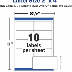 Avery® Glossy Permanent Labels, 6528, Mailing, 2
