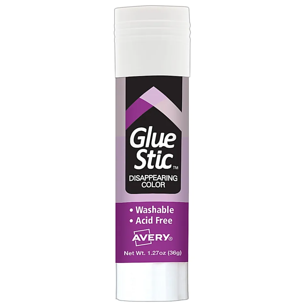 Avery® Glue Stic™ Disappearing Purple Glue Sticks, 1.27 Oz., Pack Of 6