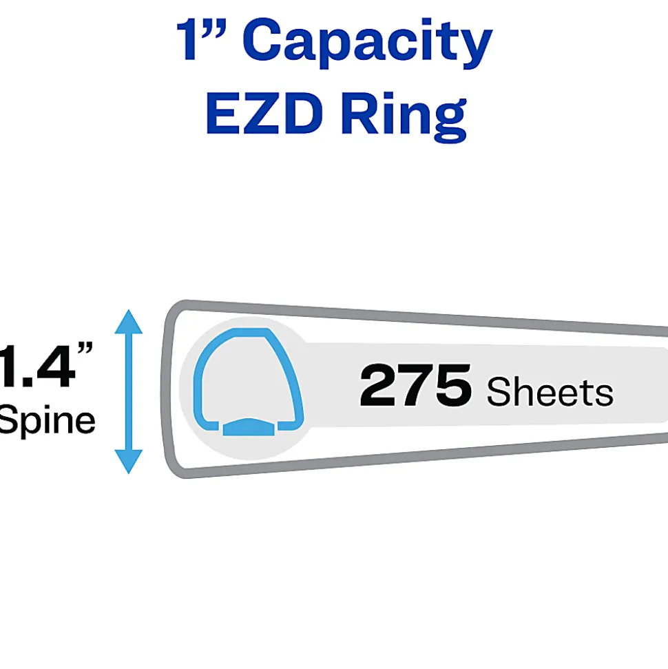 Avery® Heavy-Duty Framed View 3-Ring Binder, 1" One Touch EZD® Rings, Navy Blue, 1 Binder