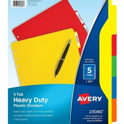 Avery® Heavy Duty Plastic Dividers With White Tab Labels, 8 1/2