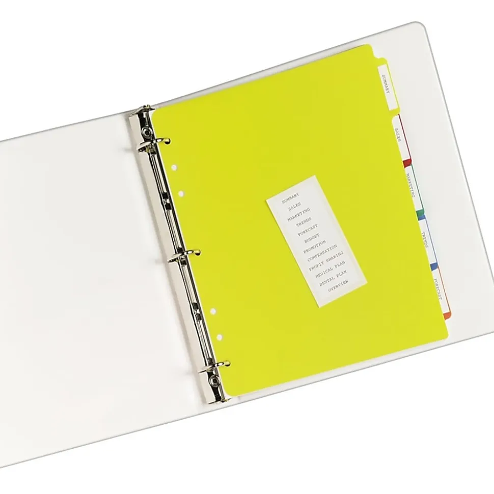 Avery® Heavy Duty Plastic Dividers With White Tab Labels, 8 1/2" x 11", Multicolor, 5-Tab