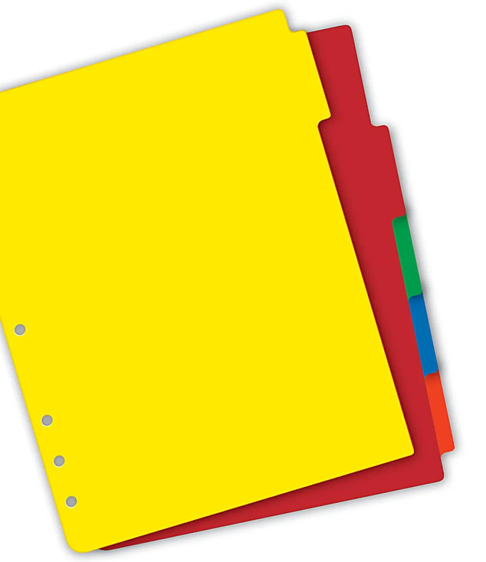 Avery® Heavy Duty Plastic Dividers With White Tab Labels, 8 1/2" x 11", Multicolor, 5-Tab