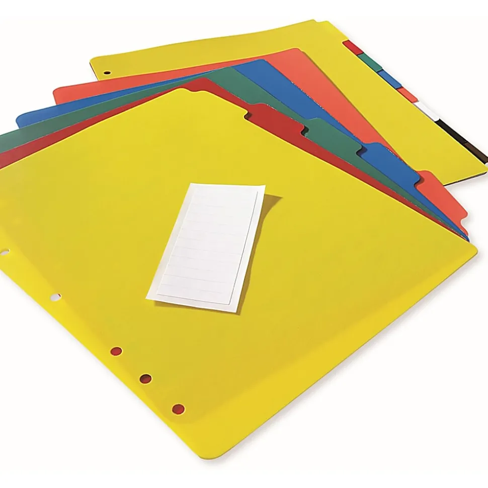 Avery® Heavy Duty Plastic Dividers With White Tab Labels, 8 1/2" x 11", Multicolor, 5-Tab