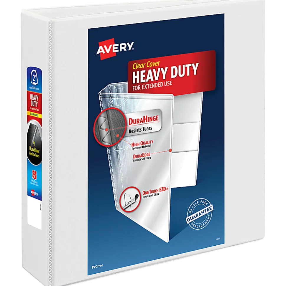 Avery® Heavy-Duty View 3 Ring Binder, 2" One Touch EZD® Rings, White, 1 Binder