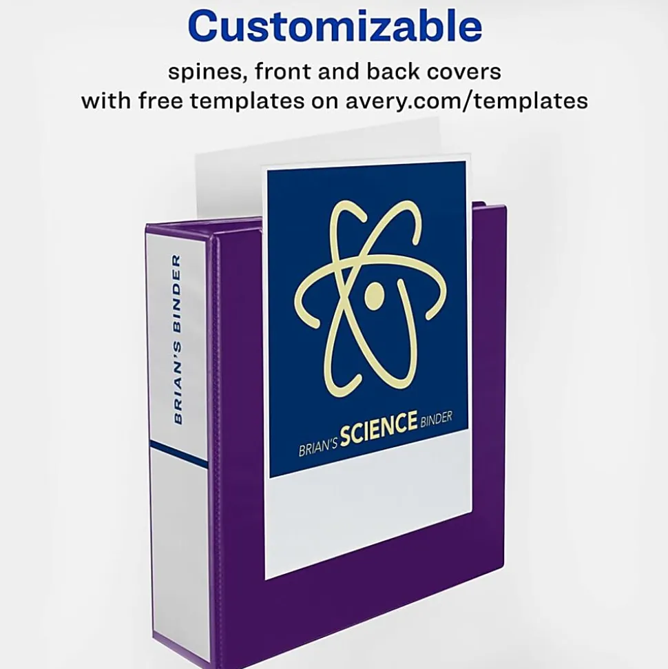 Avery® Heavy-Duty View 3-Ring Binder With Locking One-Touch EZD™ Rings, 4" D-Rings, 43% Recycled, Purple
