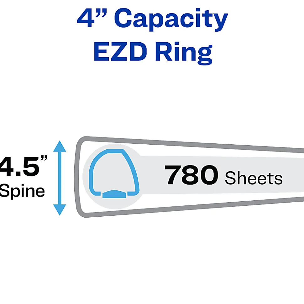 Avery® Heavy-Duty View 3 Ring Binder, 4" One Touch EZD® Rings, Black, 1 Binder