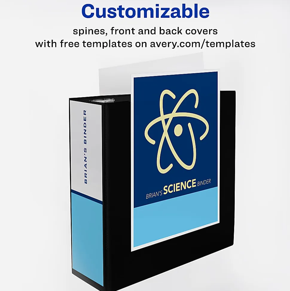 Avery® Heavy-Duty View 3 Ring Binder, 4" One Touch EZD® Rings, Black, 1 Binder