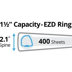 Avery® Heavy-Duty View 3-Ring Binder With Locking One-Touch EZD™ Rings, 1 1/2" D-Rings, 41% Recycled, Pacific Blue