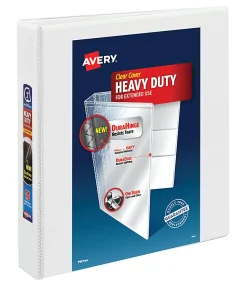 Avery® Heavy-Duty View 3 Ring Binder, 1.5" One Touch EZD® Rings, White, 1 Binder