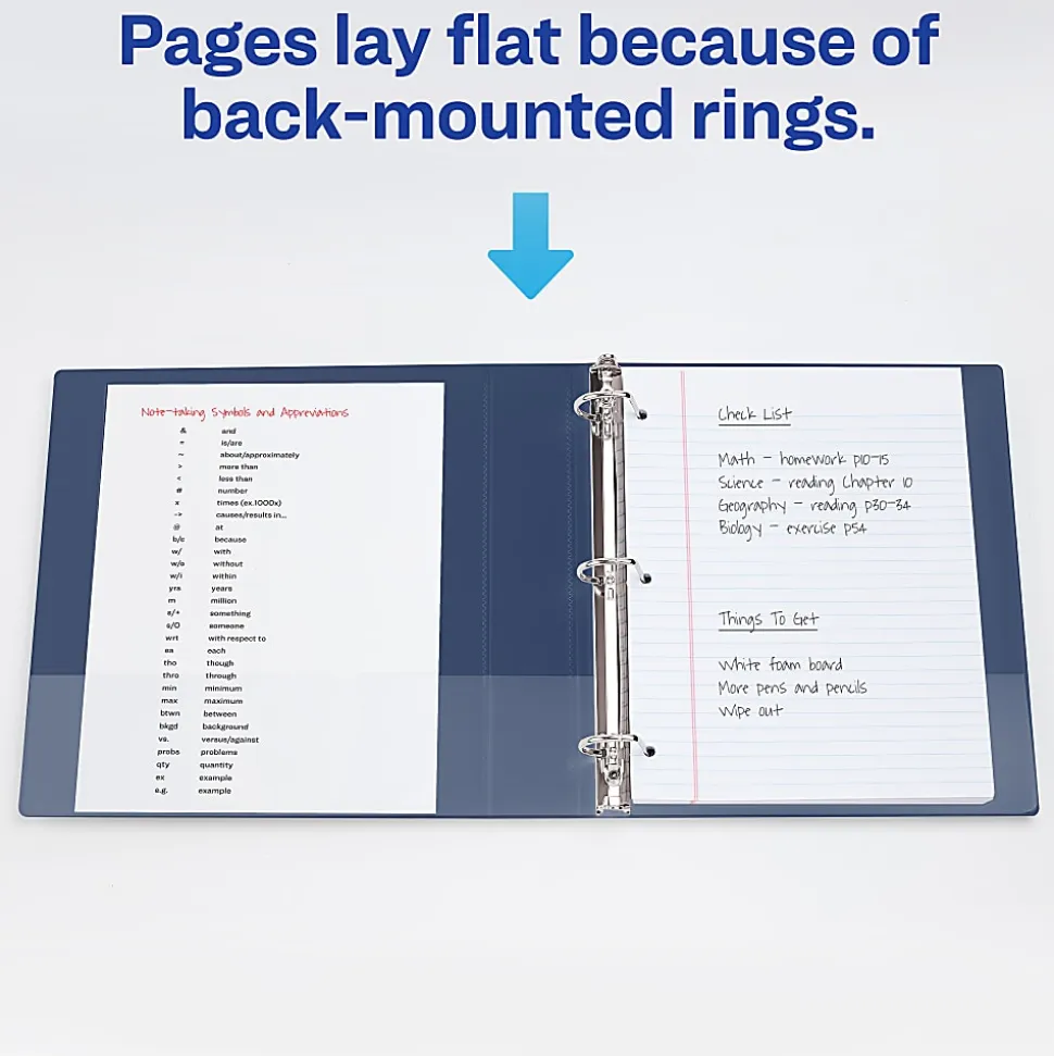 Avery® Heavy-Duty View 3 Ring Binders, 1" One Touch Slant Rings, Navy Blue, Pack Of 4