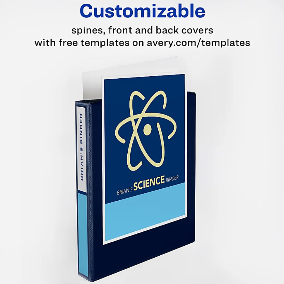 Avery® Heavy-Duty View 3 Ring Binders, 1" One Touch Slant Rings, Navy Blue, Pack Of 4