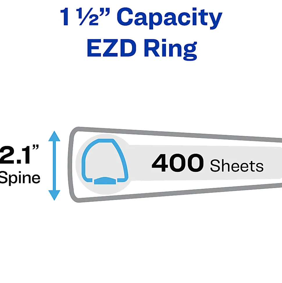 Avery® Heavy-Duty View 3 Ring Binder, 1.5" One Touch EZD® Ring, Black, 1 Binder