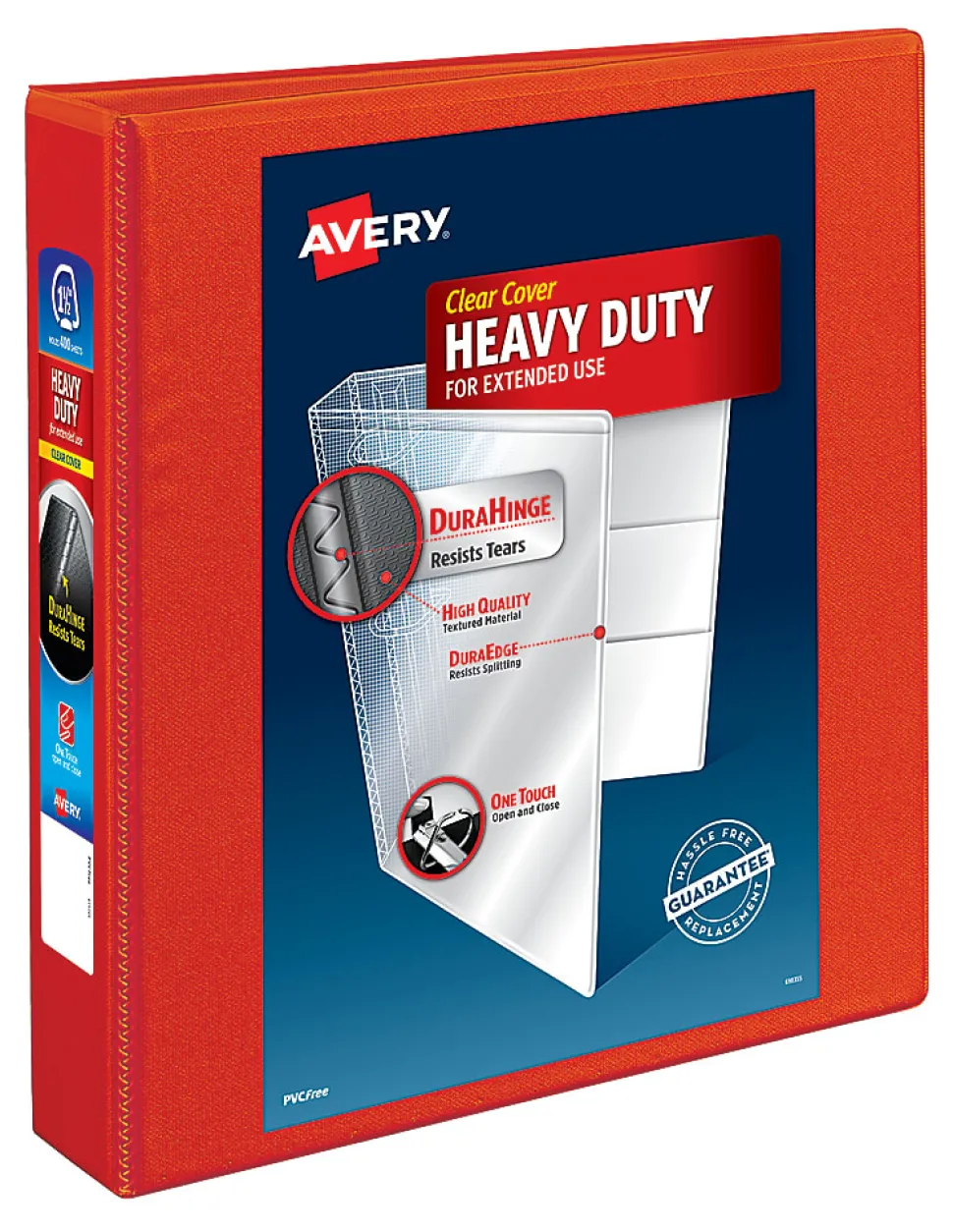 Avery® Heavy-Duty View 3-Ring Binder With Locking One-Touch EZD™ Rings, 1 1/2" D-Rings, Red