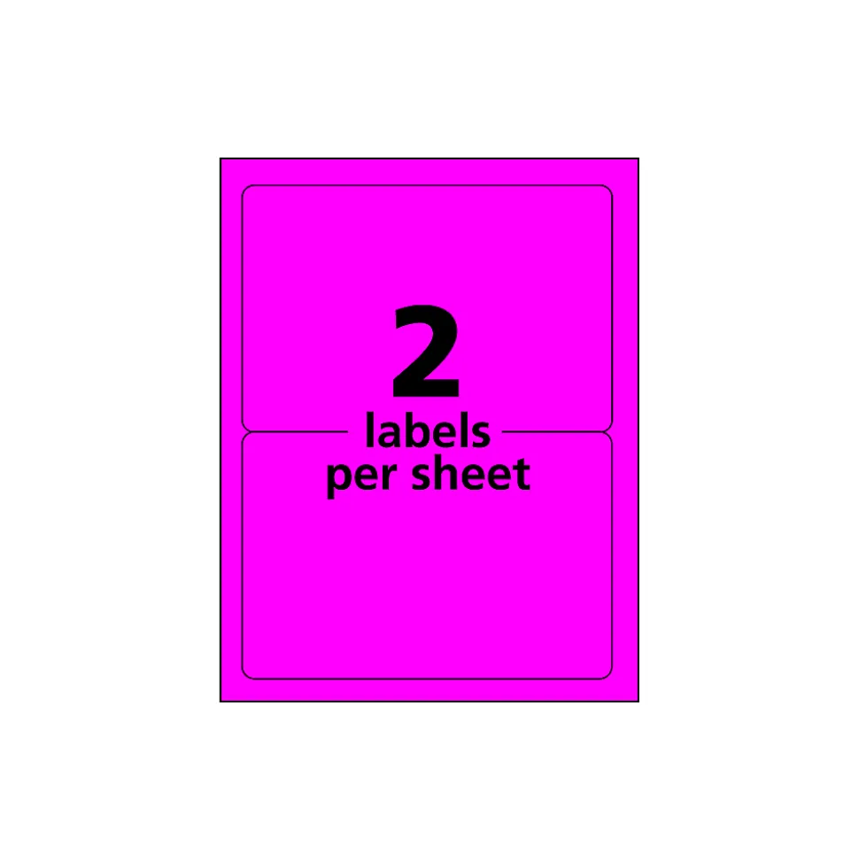 Avery® High-Visibility Permanent Shipping Labels, 5948, 5 1/2" x 8 1/2", Neon Magenta, Pack Of 200
