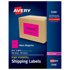 Avery® High-Visibility Permanent Shipping Labels, 5948, 5 1/2