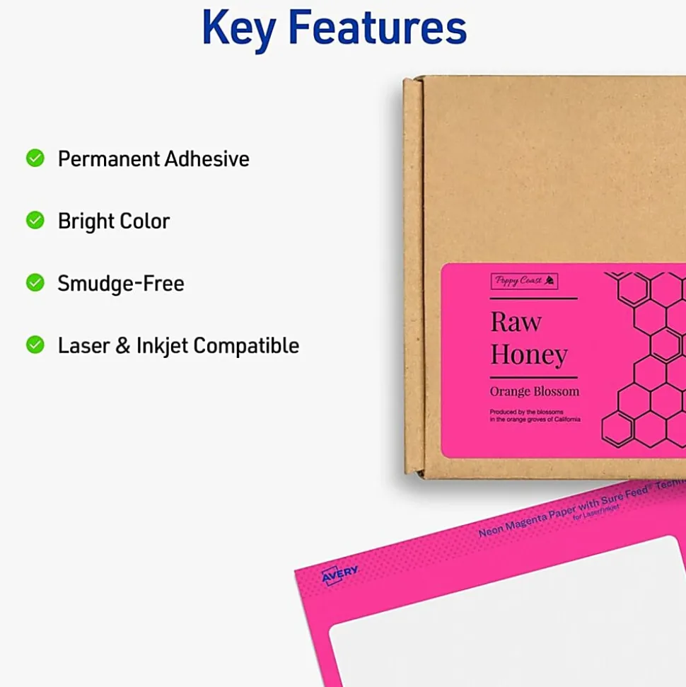 Avery® High-Visibility Shipping Labels, AVE5964, 2" x 4", Assorted Colors, Box Of 1000
