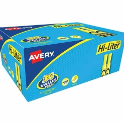 Avery® Hi-Liter® Desk Style Highlighters, Chisel Point, Fluorescent Yellow, Box Of 36