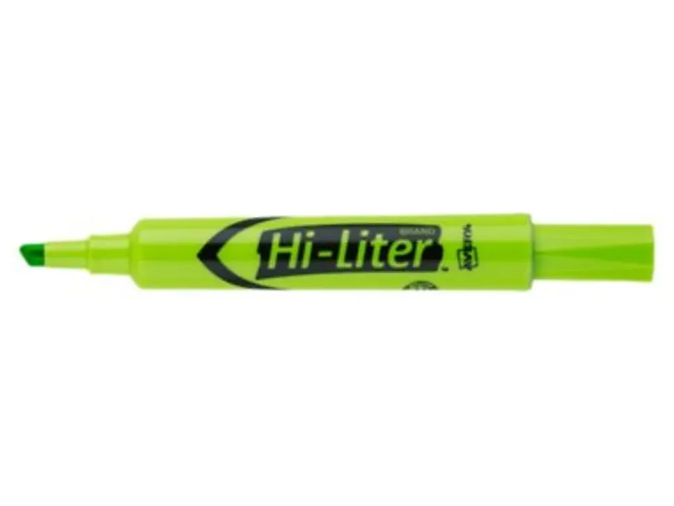 Avery® Hi-Liter® Highlighters, SmearSafe®, Chisel Tip, Desk-Style, Fluorescent Green, Box Of 12