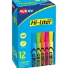 Avery® Hi-Liter® SmearSafe® Highlighters, Chisel Tip, Desk-Style, Assorted, Pack Of 12 Highlighters