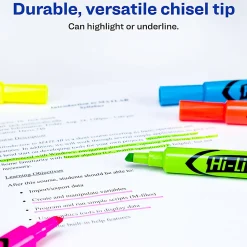 Avery® Hi-Liter® SmearSafe® Highlighters, Chisel Tip, Desk-Style, Assorted, Pack Of 12 Highlighters