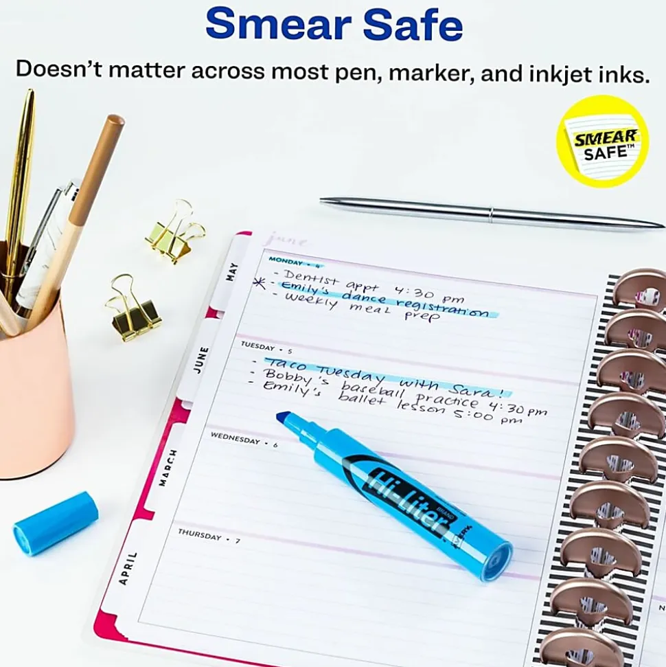 Avery® Hi-Liter® SmearSafe® Highlighters, Chisel Tip, Desk-Style, Fluorescent Blue, Pack Of 12 Highlighters