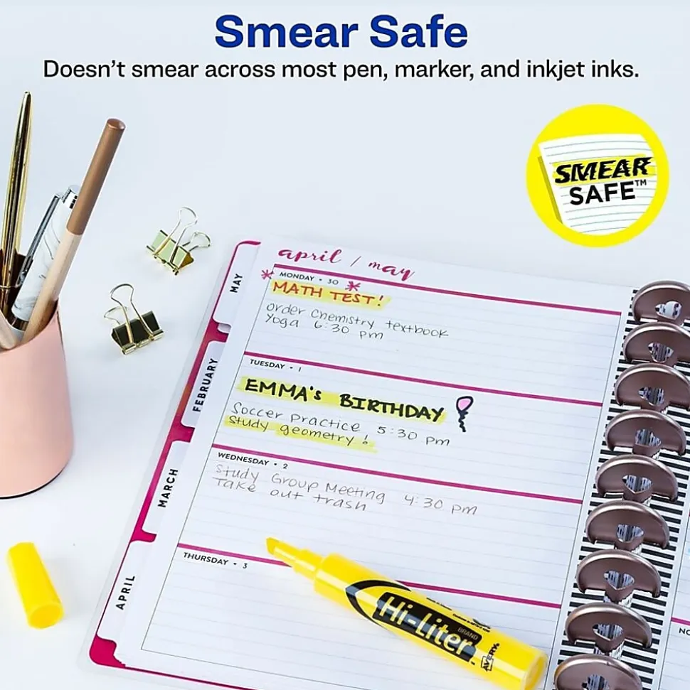 Avery® Hi-Liter® SmearSafe® Highlighters, Chisel Tip, Desk-Style, Yellow, Pack Of 12 Highlighters
