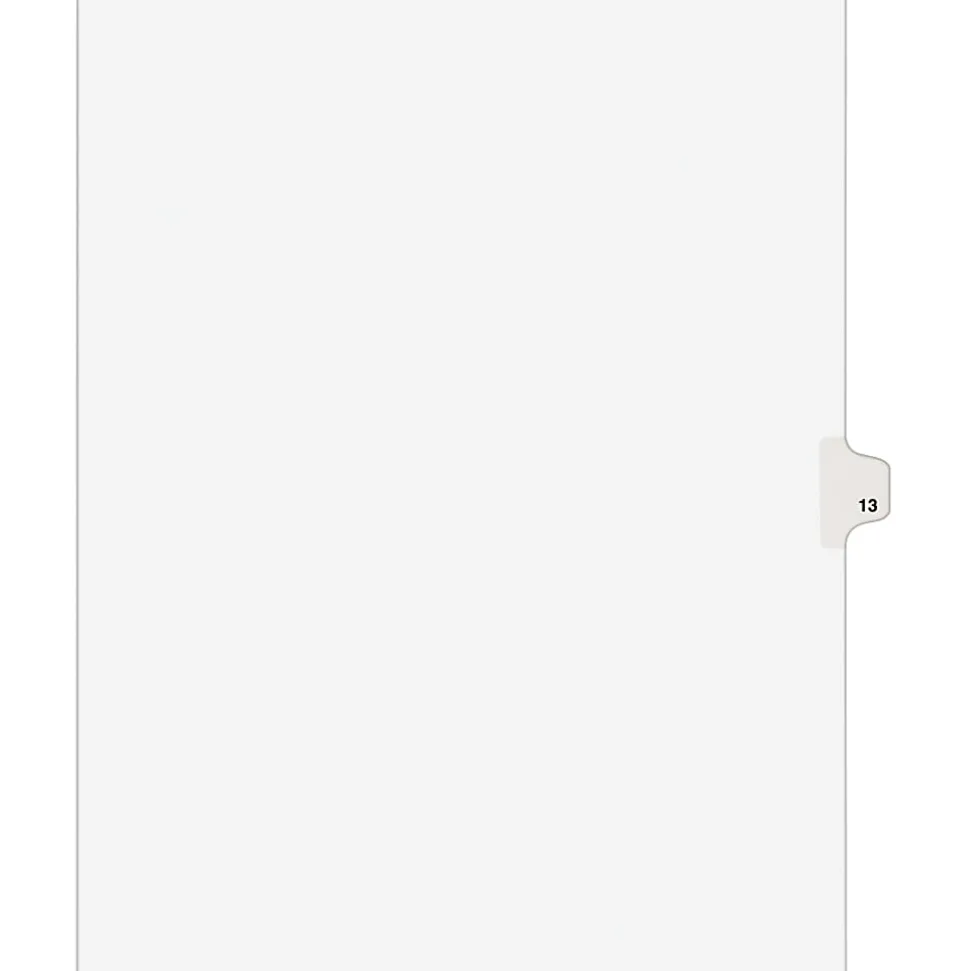 Avery® Individual Legal Dividers Avery® Style, Letter Size, Side Tab #13, White Dividers/White Tabs, Pack Of 25