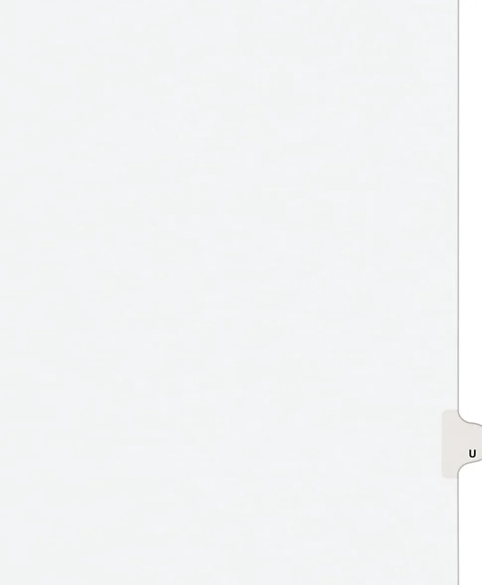 Avery® Individual Legal Dividers Avery® Style, Letter Size, Side Tab U, White Dividers/White Tabs, Pack Of 25