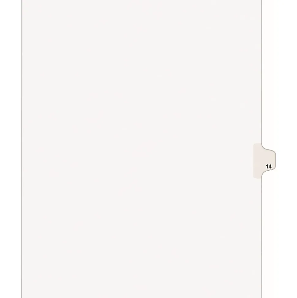 Avery® Individual Legal Dividers Avery® Style, Letter Size, Side Tab #14, White Dividers/White Tabs, Pack Of 25