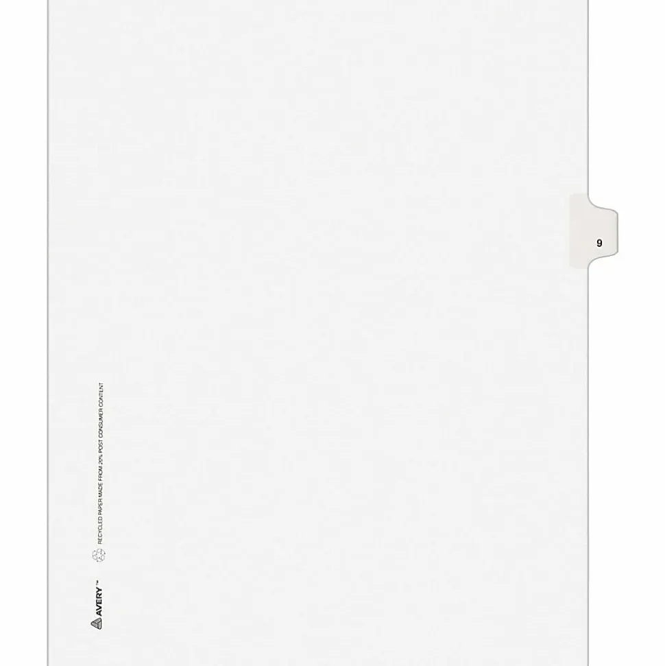 Avery® Individual Legal Dividers Avery® Style, Letter Size, Side Tab #9, Pack Of 25