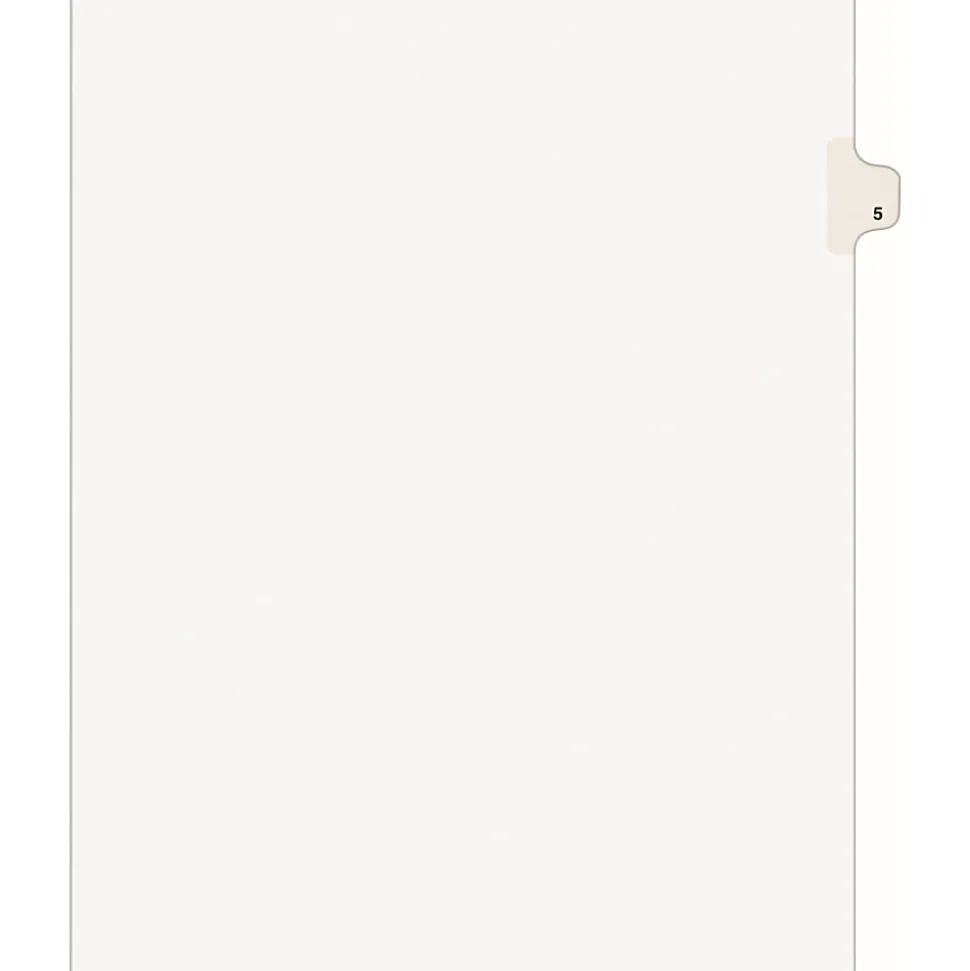 Avery® Individual Legal Exhibit Dividers, Avery® Style, #5, Side Tab, Letter Size, Pack Of 25