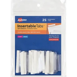 Avery® Insertable Self-Adhesive Index Tabs With Printable Inserts, 1.5
