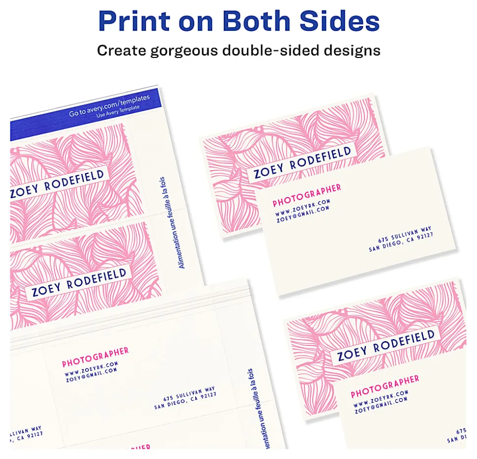 Avery® Laser Microperforated Business Cards, 2" x 3 1/2", White, Pack of 2,500