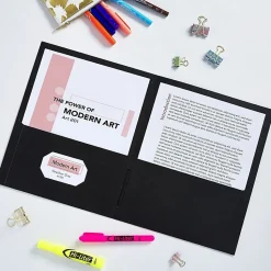 AveryĀ® Letter Pocket Folder - 8 1/2" x 11" - 40 Sheets Capacity - 2 Internal Pocket - Embossed Paper - Black - Embossed - 25/Box - 5 / Carton