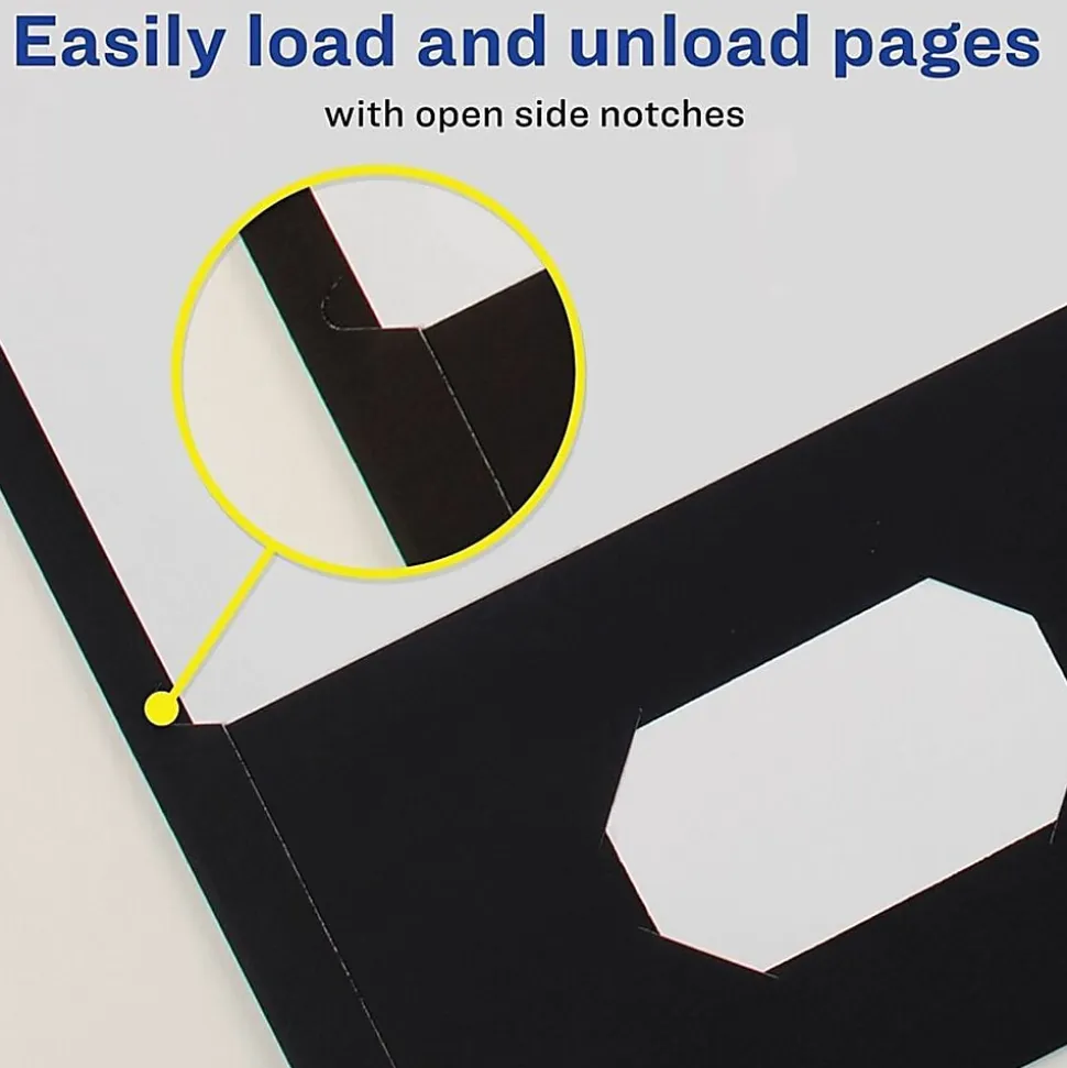 Avery® Letter Pocket Folder - 8 1/2" x 11" - 40 Sheets Capacity - 2 Internal Pocket - Embossed Paper - Black - Embossed - 25/Box - 5 / Carton