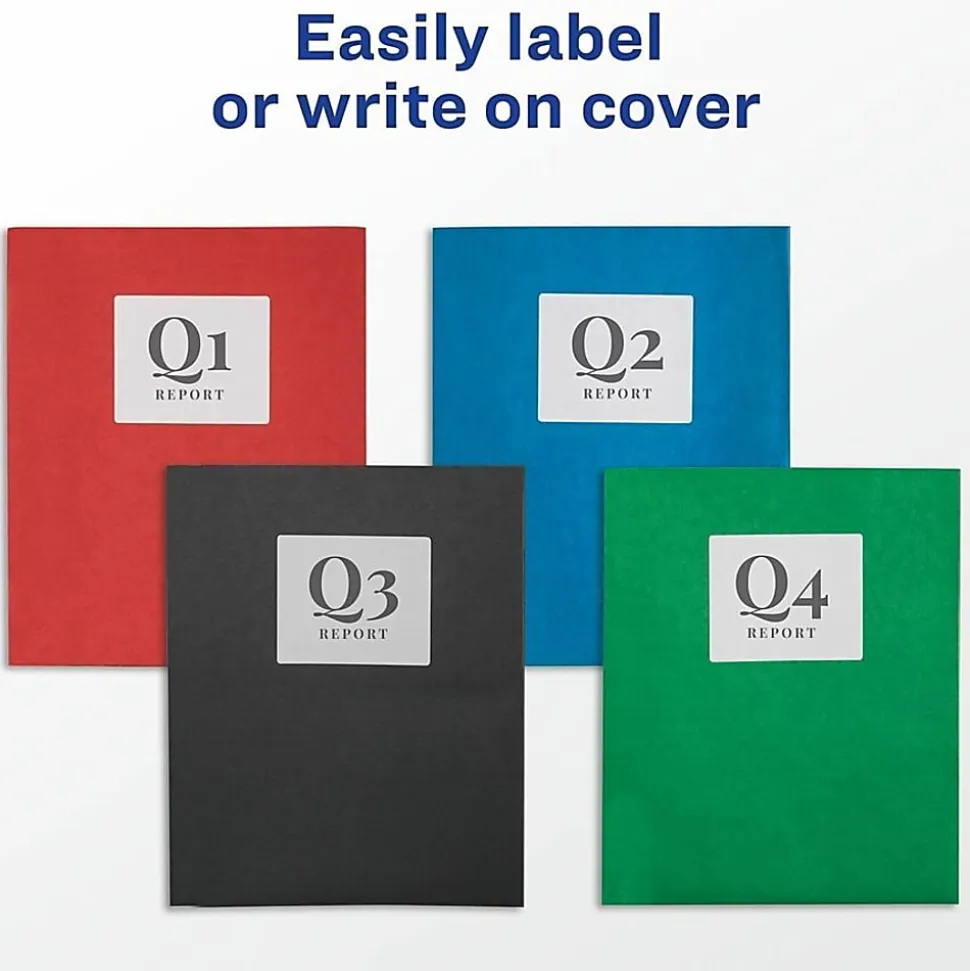 Avery® Letter Pocket Folder - 8 1/2" x 11" - 40 Sheets Capacity - 2 Internal Pocket - Embossed Paper - Assorted - Embossed - 25/Box - 5 / Carton